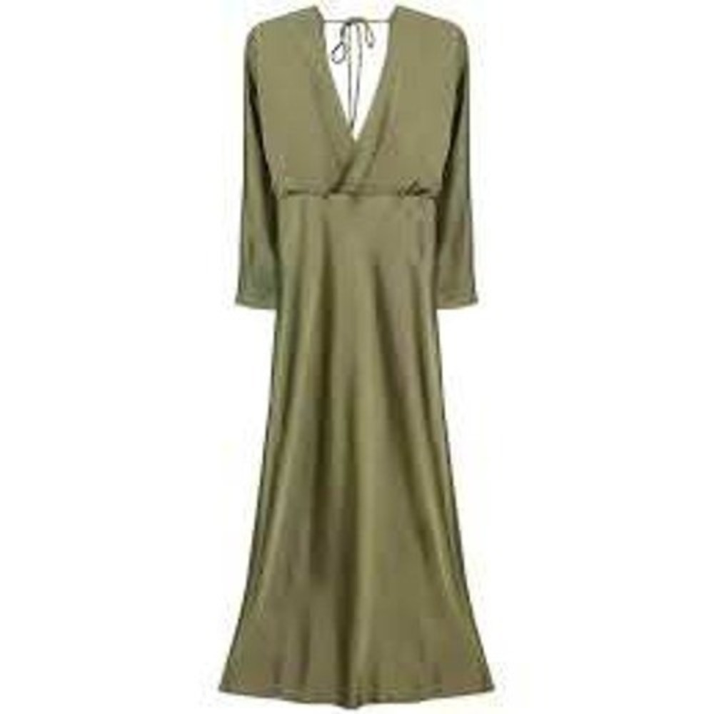 Significant Other NEW Women Sage Draped Deep VNeck Maxi Dress SZ 4 Wedding Glam - Picture 3 of 9
